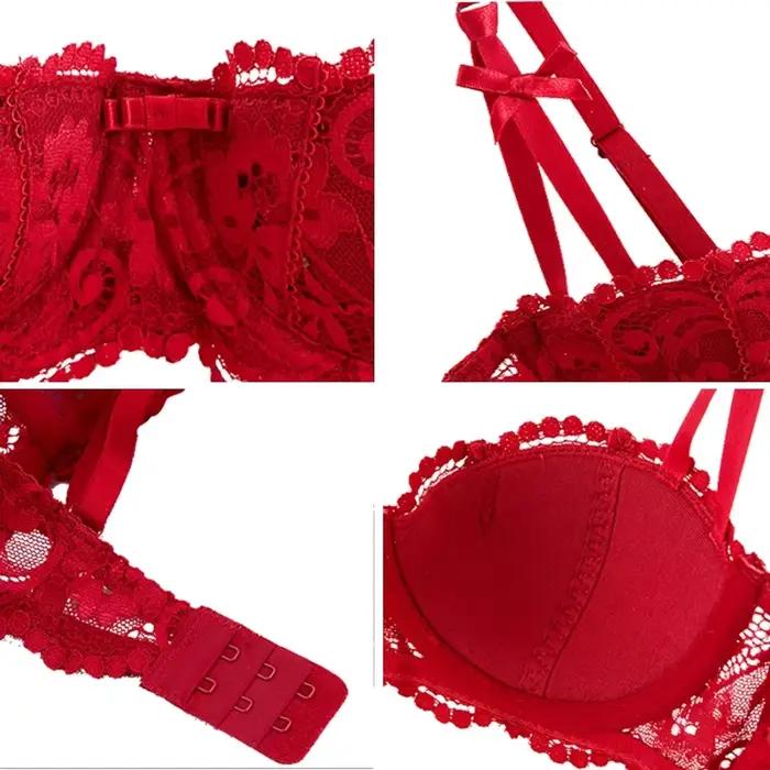 Soutien-gorge Balconette demi-tasse grande taille – Lingerie push-up sexy en coton pour femmes, ensemble de soutien-gorge fin et confortable sans fil