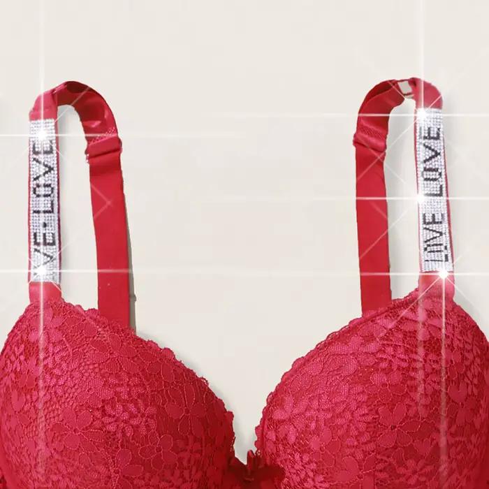 Beauwear Shine lettre bretelles soutien-gorge push up confortable respirant dentelle florale soutien-gorge de tous les jours