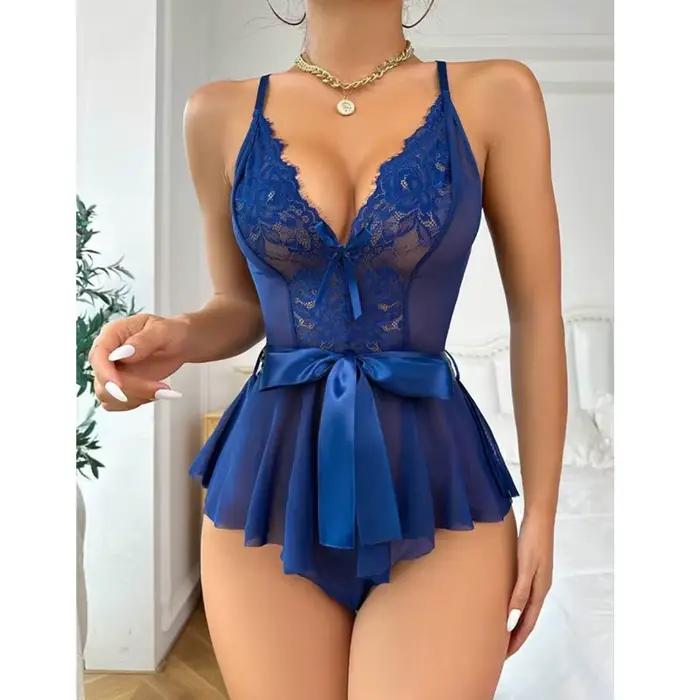 Lingerie Sexy pour femmes, Costumes Teddy Porno transparents, robe en dentelle, sous-vêtements grande taille, soutien-gorge ouvert, vêtements de nuit