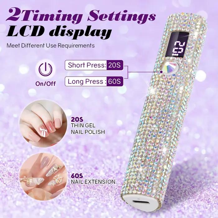 Mini LED UV lampa na nechty s diamantmi