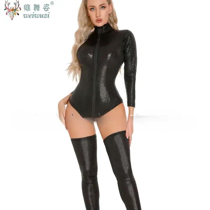 Dámske latexovo-kožené body s opaskom