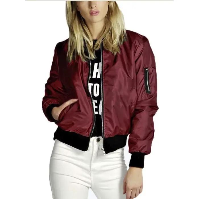 Jesenné nové krátke bundy pre ženy Vintage high street okrúhly golier Bomber žena móda zips dlhé rukávy