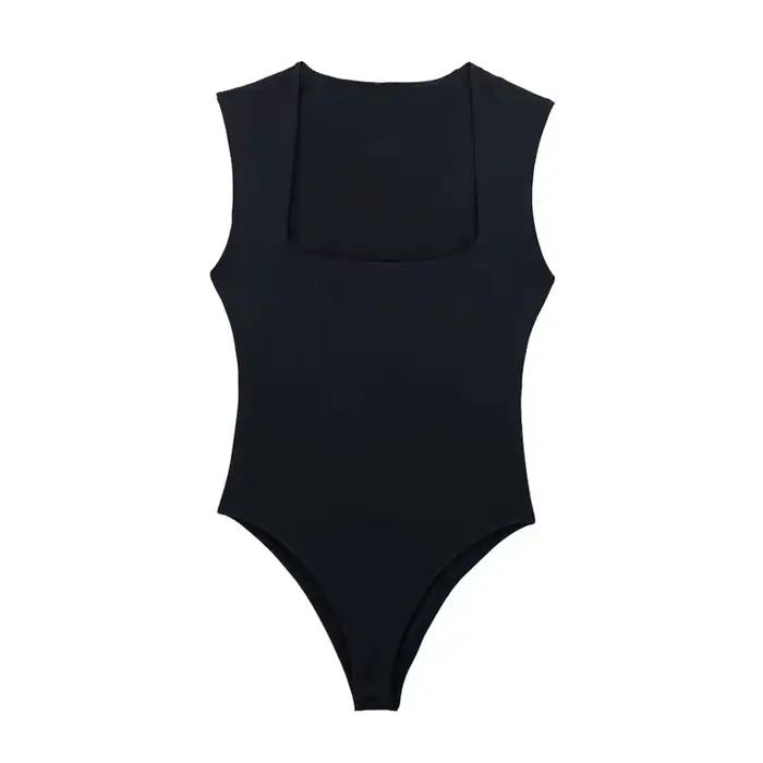 MUJER 2025 čierne ženské body s hranatým výstrihom bez rukávov modré biele Sexy priliehavé