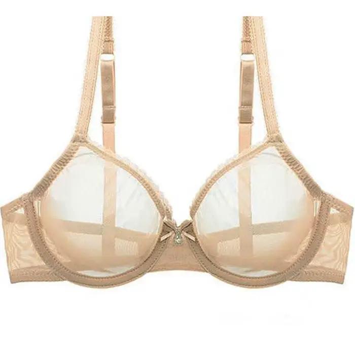 Nové ženy podprsenka dutá priesvitná sexy gázová sieťka transparentná ultra tenká