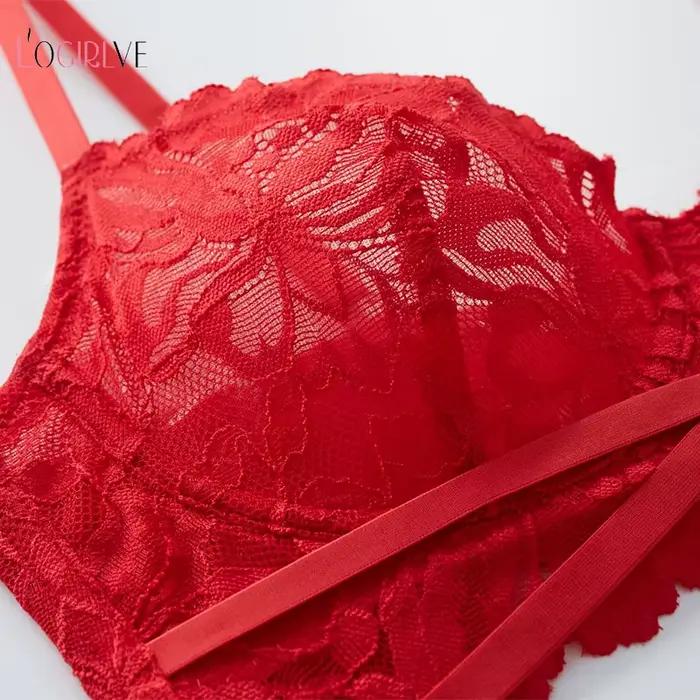 Logirlve Push Up podprsenka čipka výšivka sada spodnej bielizne pre ženy bh-sety ultra tenké poháre sexy kvalitné súpravy