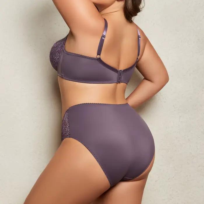 Beauwear 85C-110E Dámska veľká veľkosť spodná bielizeň sada jednofarebná čipka podprsenka a nohavičky s tenkými kosticami bez podšívky