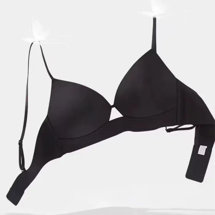 Soutien-gorge à petites seins pour femmes, bonnet triangulaire français, fines bretelles, sans anneaux et marques en acier, soutien-gorge spécial pour poitrine plate