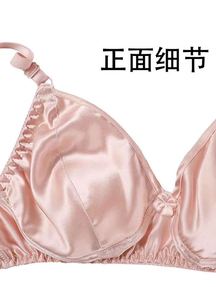 Soutien-gorge anti-choc 100% soie de mûrier, ultra-fin, grande taille, sans armature, oreilles de lapin