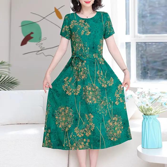 Robe viscosée bohème imprimée avec écharpes pour femmes grandes tailles occasions spéciales