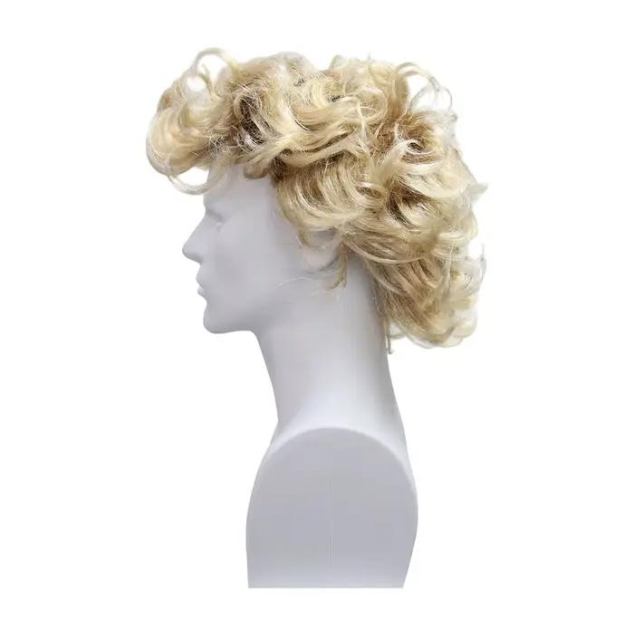 Perruque synthétique courte bouclée et désordonnée blonde, style rétro rock pour hommes, parfaite pour les fêtes des années 80 et les costumes d'Halloween