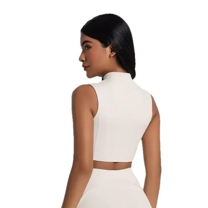 Soutien-gorge de sport à fermeture éclair avec coussinets de poitrine amovibles, gilet Push-Up respirant à dos nageur pour Fitness, course à pied, vêtements de gymnastique pour femmes