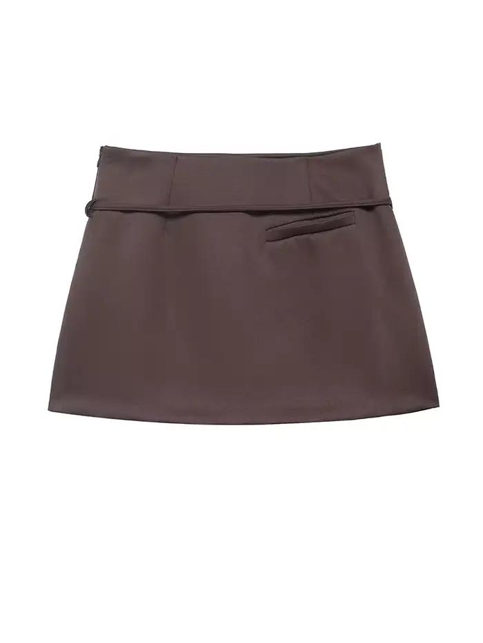 Culottes courtes pour femme HH, mode, polyvalentes, simples, avec ceinture décorative, printemps, unies, confortables, poches, fermeture éclair latérale