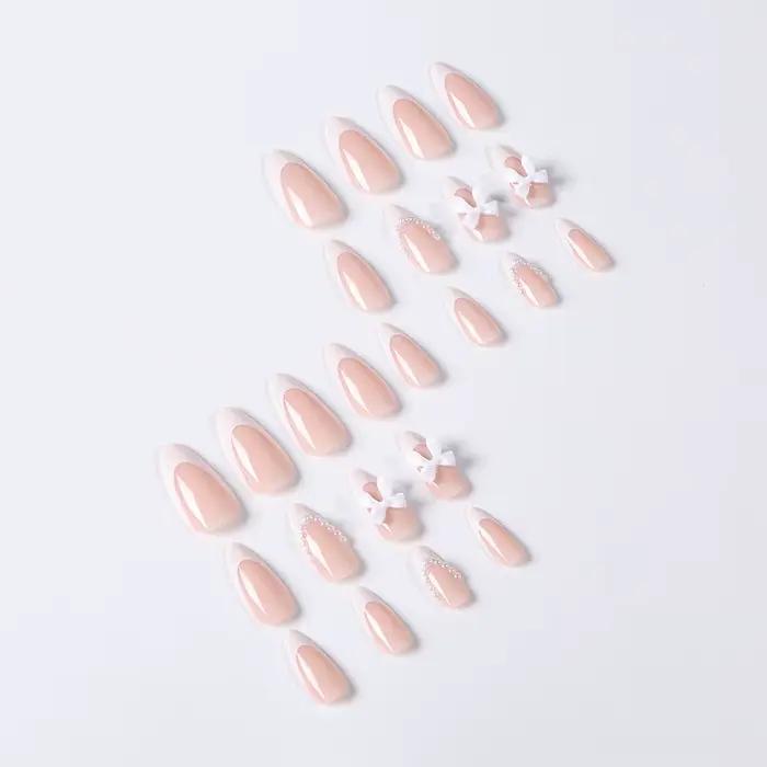 Faux ongles élégants en acrylique style maritime pour femmes occasions spéciales manucure professionnelle at home