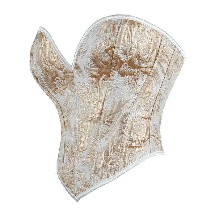 Corset court sexy pour femme, style médiéval vintage, imprimé floral, à lacets, bustier sculptant, pour torse court, noir et or, mode Korsett