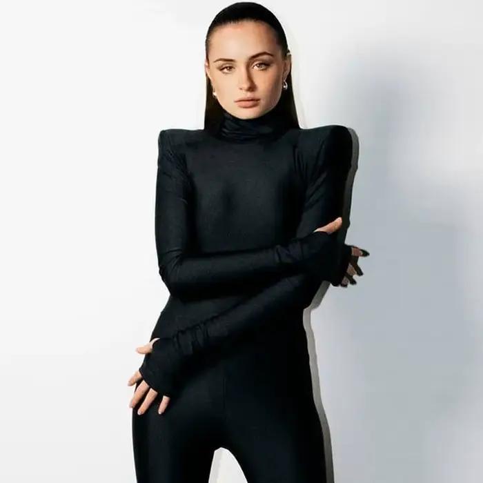 AHAgaga dlhé rukávy voľnočasové oblečenie Fitness overaly pre ženy Sexy kancelárske dámske módne body jednodielne
