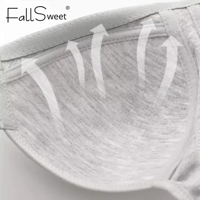 Fallsweet soutien-gorge à fermeture frontale sans couture pour femmes solide sans fil Push Up Bralette couverture complète bonnets fixes sous-vêtements confortables