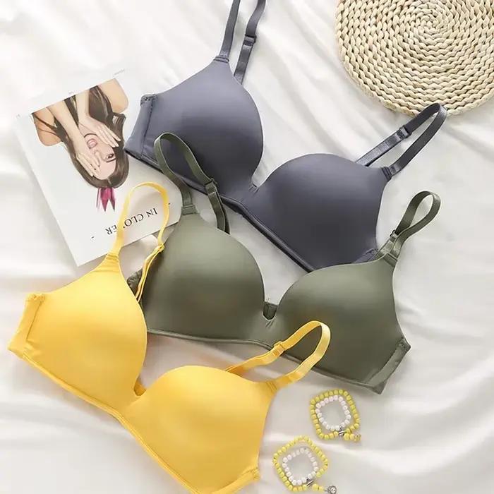 Femmes soutien-gorge sans couture Sexy sans fil Push Up sous-vêtements filles étudiants respirant mince 10 couleurs soutiens-gorge femme soutien-gorge respirant froncé