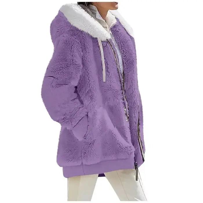 Veste en polyester VEITCHE avec capuche pour femmes, style streetwear, automne-hiver, confortable et polyvalente
