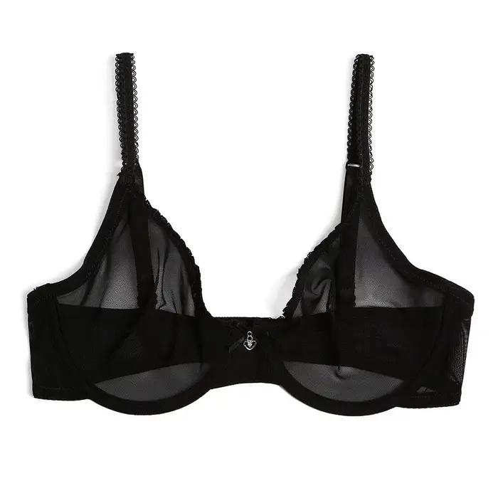 Nové ženy podprsenka dutá priesvitná sexy gázová sieťka transparentná ultra tenká