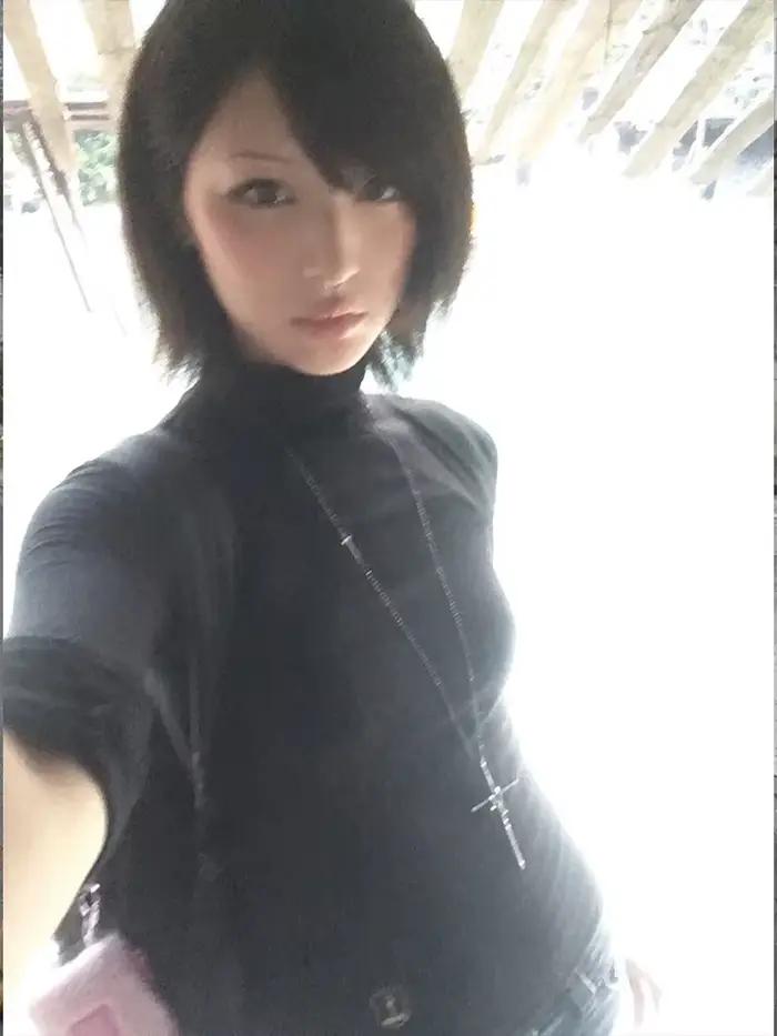 Tonngirls Y2k Japonské tričko pre ženy s dlhým rukávom čierny polovičný rolák
