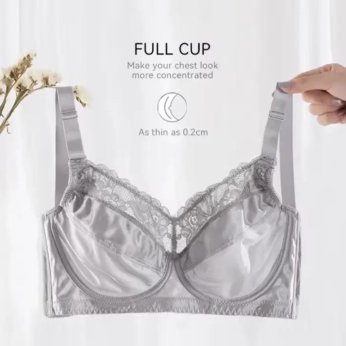 Soutien-gorge Push Up grande taille pour femmes, Lingerie transparente, Sexy, couverture complète, sous-vêtements, minimiseur en dentelle, BH