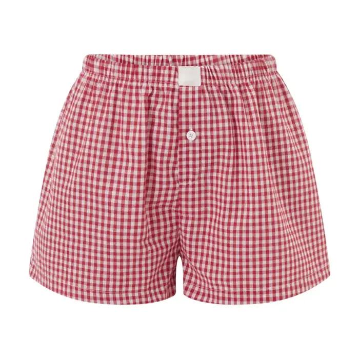Short de pyjama Y2k pour femmes, mignon Plaid, pantalon court en flanelle, short de sommeil, bas, taille élastique, Baggy, boxeurs, survêtement