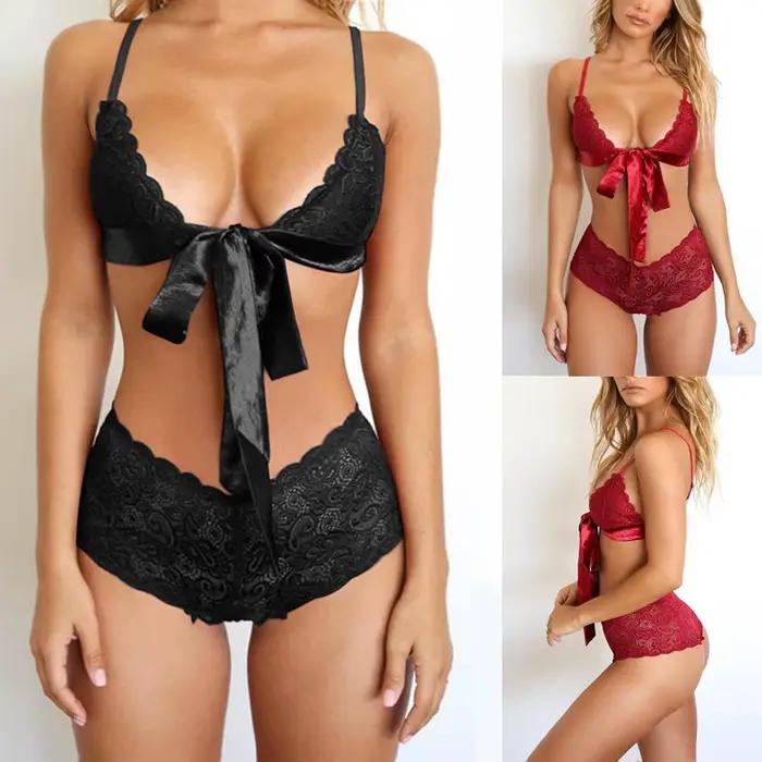 Ensemble de lingerie sexy en dentelle de polyester pour femmes, style élégant et sensuel à offrir pour occasions spéciales