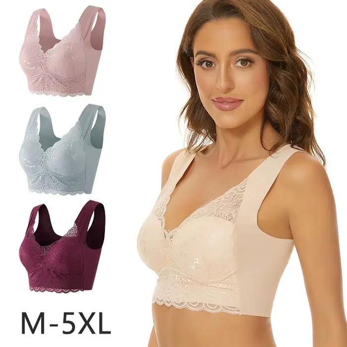 Soutiens-gorge pour femmes sous-vêtements grande taille soutien-gorge M-5XL sans fil brassière été sans fil Bralette Push Up Sexy dentelle soutien-gorge avec rembourrage