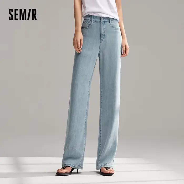 Jeans féminins Semir en lyocell à jambes larges, sensation de fraîcheur, coupe classique, confortable, polyvalent et flatteur pour femmes occasions estivales