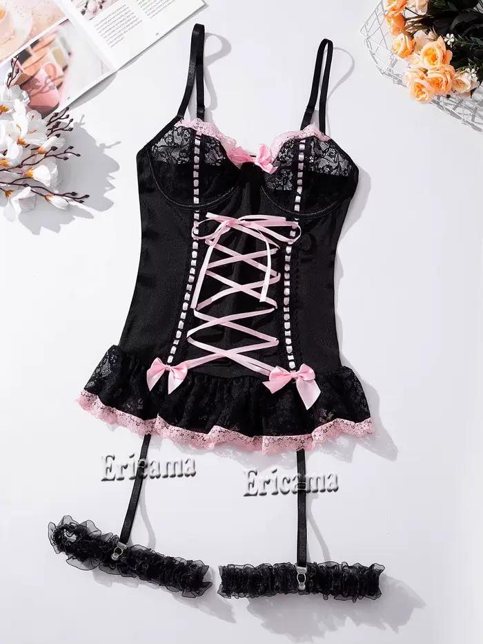 Ensemble de soutien-gorge Sexy pour femmes, sous-vêtements érotiques, Lingerie Porno en dentelle, soutien-gorge et culotte, jarretelles, Lingerie Sexy, vêtements de nuit érotiques chauds