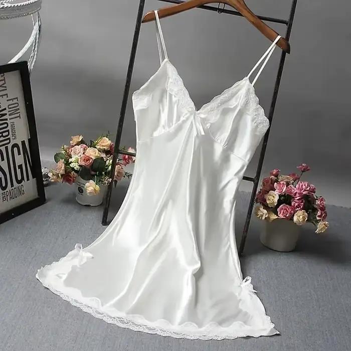 Sexy čipkovaná patchworková camisola lingerie nočná košeľa svadobné šaty z hodvábu nočné oblečenie