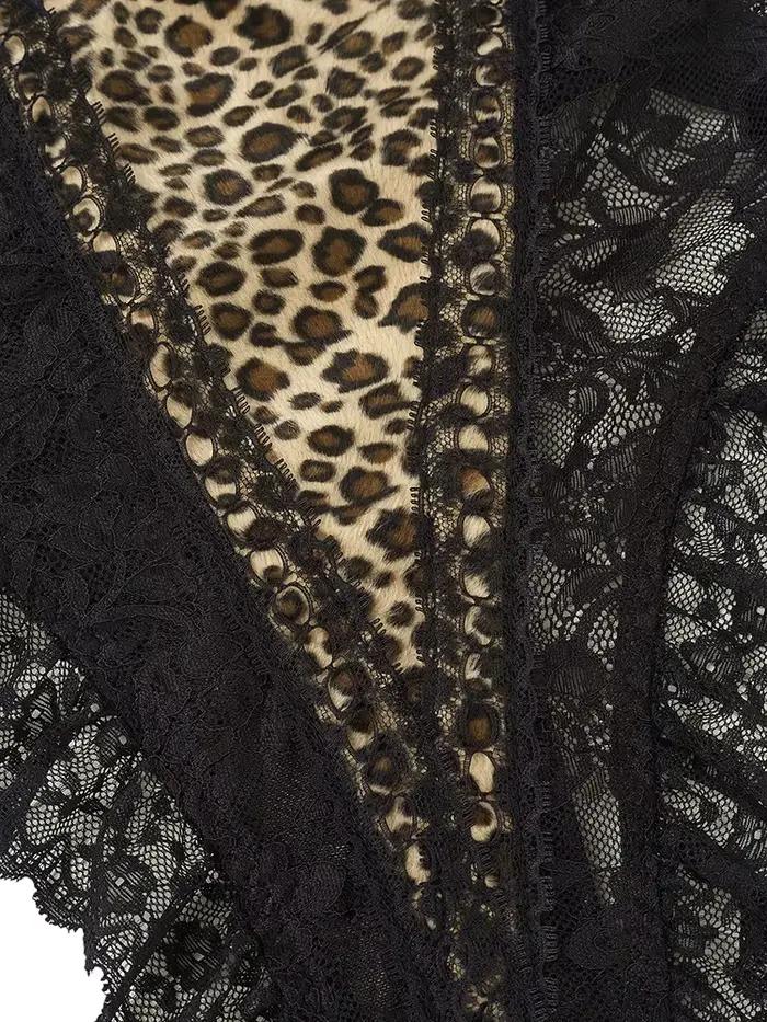 Body Sexy en dentelle à motif léopard, Vintage, Chic, Slim, vêtements féminins, bretelles Spaghetti, sans manches, dos nu, modelant pour adultes