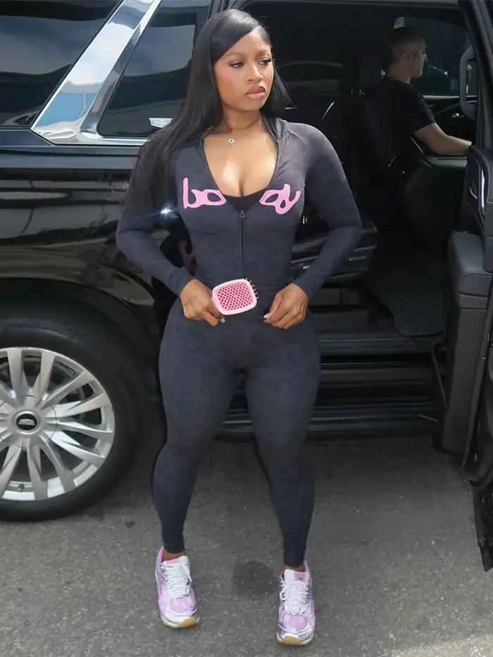 Sisterlinda Potlač s písmenami 2-dielny set pre ženy Zip Kardigan S Kapucňou Crop Bunda + Úzke Legíny Teplé Dievčatá S
