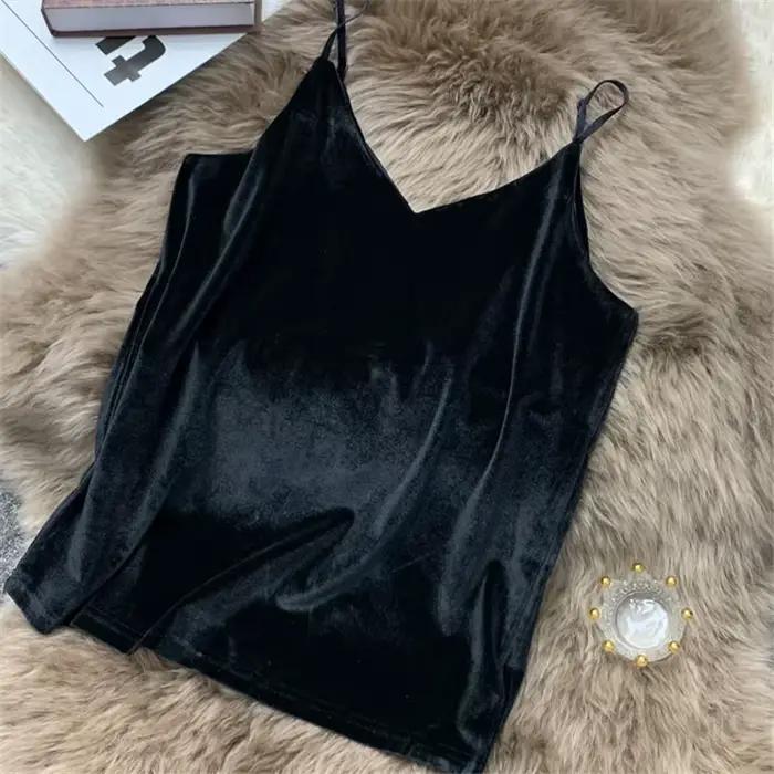 Dámske zamatové tielko krátky top elegantná vesta veľká veľkosť