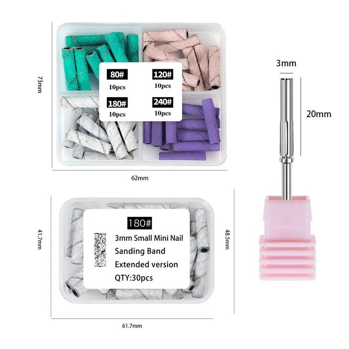 30/40 ks 3 mm Mini sady extra dlhých brúsnych pásikov na odstránenie akrylového gélu a laku 80 # 120 #