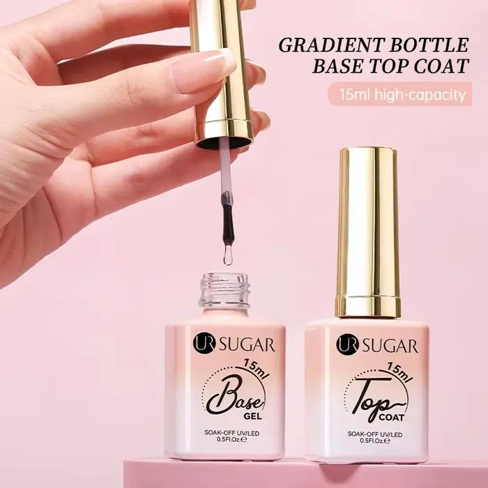 UR SUGAR 15 ml Gélový základ a bezutierkový vrchný náter Semi Permanent 2 v 1 fľaša základného náteru na stavbu nechtov