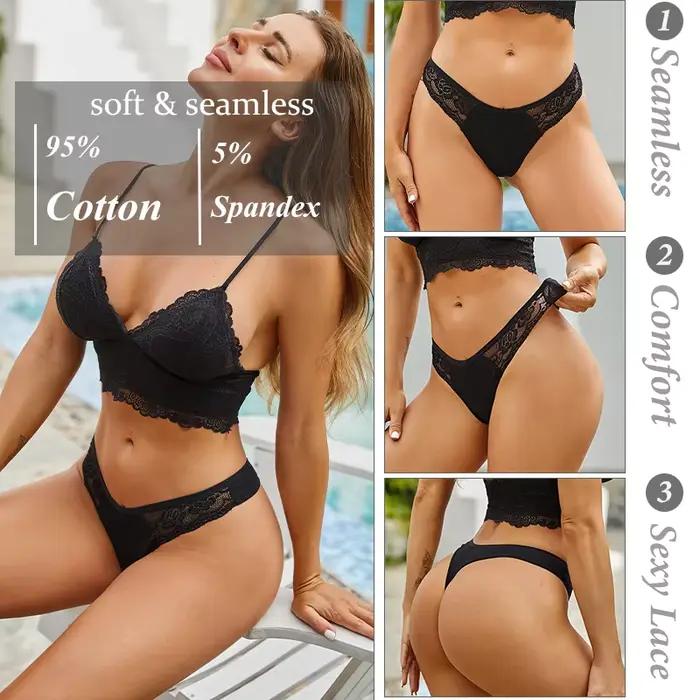 Dámske bavlnené tangá Čipka Sexy nohavičky Ženské spodné prádlo
