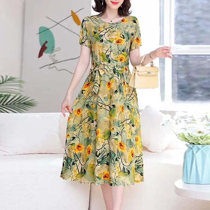 Robe viscosée bohème imprimée avec écharpes pour femmes grandes tailles occasions spéciales