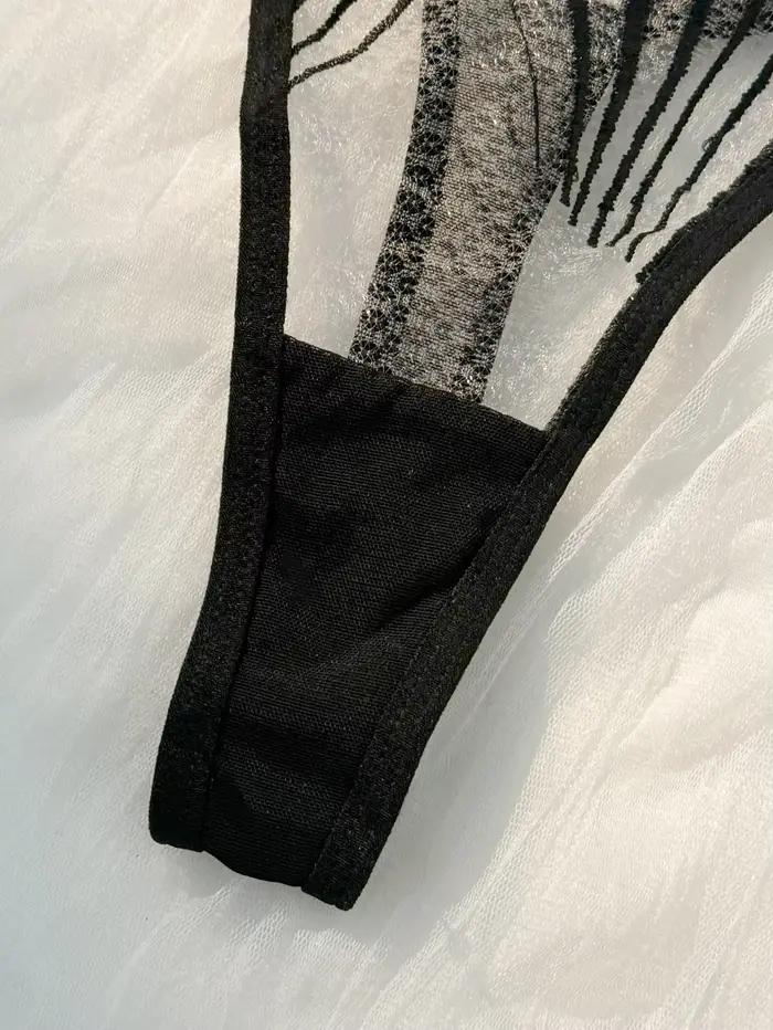 Ensemble de Lingerie brodée avec bonnet de poitrine festonné noir pour femmes, sous-vêtements Sexy pour femmes, adaptés à toutes les saisons, nouvelle collection