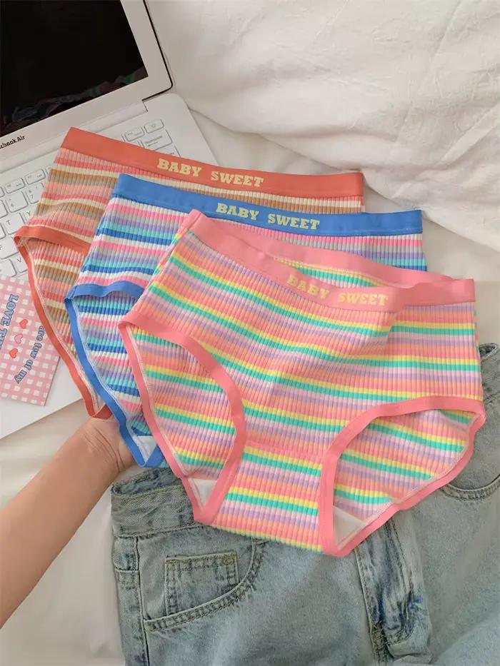 Mujer Bragas Sexys femme Lingerie Sexy pour femmes japonais sous-vêtements pour fille Tangas slips rayure coton culotte Tang caleçons