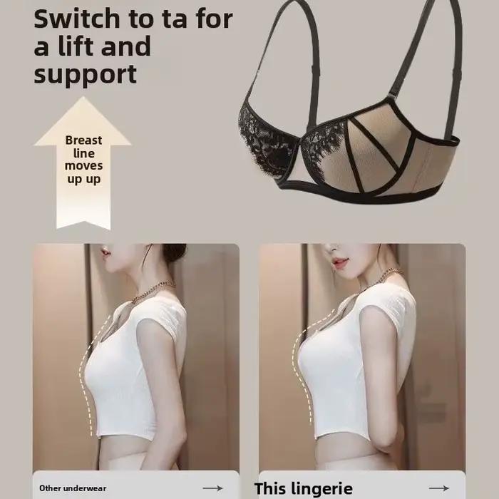 Soutien-gorge rembourré sans fil de 12 cm pour petits seins, soutien-gorge Demi sexy demi-tasse avec effet push up maximum, soutien-gorge ultra confortable sans armatures