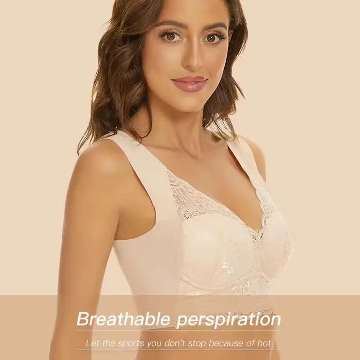 Femmes beau dos soutien-gorge grande taille gros Mm soutien-gorge froncé et sans trace mince coton sous-vêtements sans bretelles sans anneau en acier gilet
