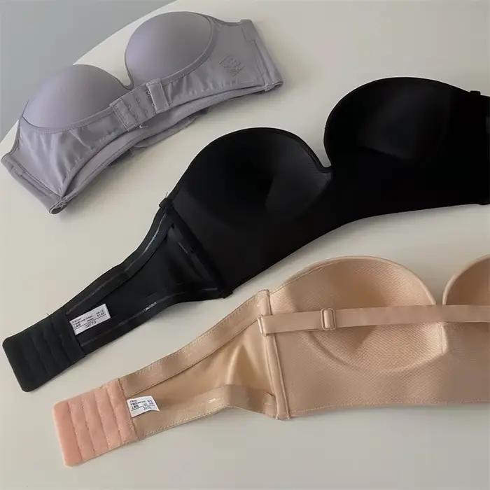 Soutien-gorge sans bretelles à fermeture frontale pour femme, sous-vêtements invisibles, Sexy, Push Up, une pièce, sans fil