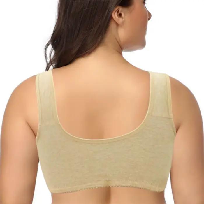 Soutien-gorge en coton à fermeture frontale pour femmes, confortable, sans fil, Camisole douce, sous-vêtements pour femmes d'âge moyen, grand buste, bonnet 48BC 50BC 52BC