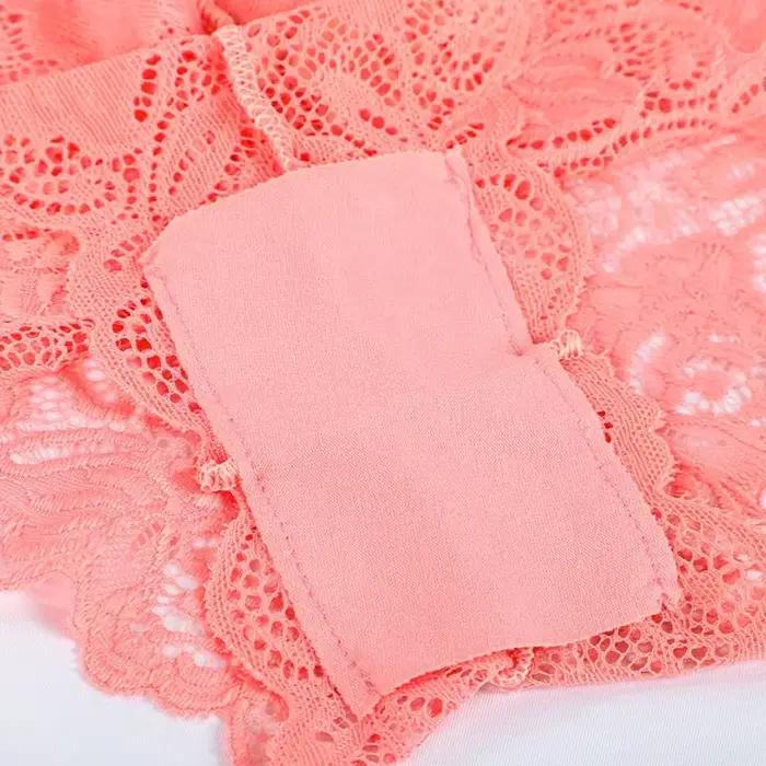 Sexi ženská čipka s kvetinovým vzorom nohavičky Priesvitná spodná bielizeň V-pás jednofarebné šortky pre ženy priedušné intímne Lingerie