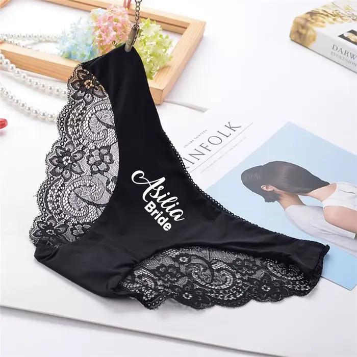 Culotte de mariée personnalisée avec nom, cadeau en dentelle, string, lingerie pour enterrement de vie de jeune fille, cadeaux pour demoiselles d'honneur, lingerie de mariage