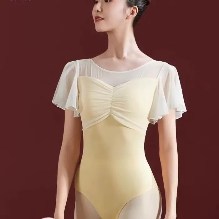 Femmes Sexy dentelle body barboteuse combinaison haut Ballet justaucorps adulte maillot de bain pour danse femmes ballerine classique Costume justaucorps