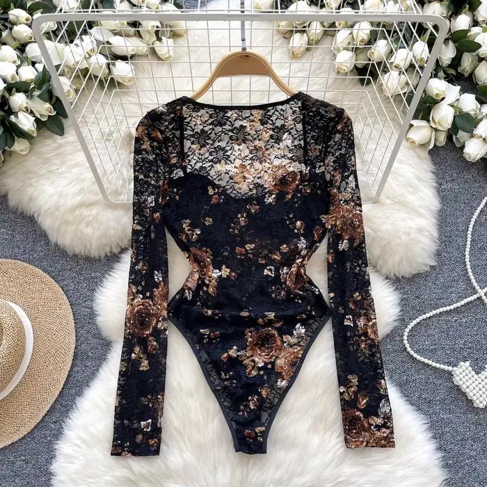 Combinaison sexy en dentelle pour femmes, tenue chic, col carré, vêtements d'été, plage, vacances