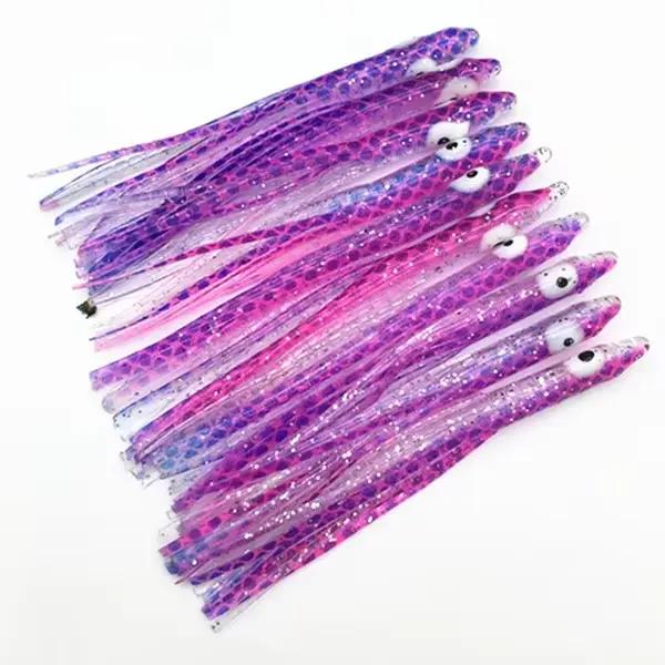 5 sacs * 7.5 cm lumineux PVC poulpe calmar jupes gabarit aiguille pêche à la traîne leurre pour l'eau salée pour la pêche en rivière et au lac