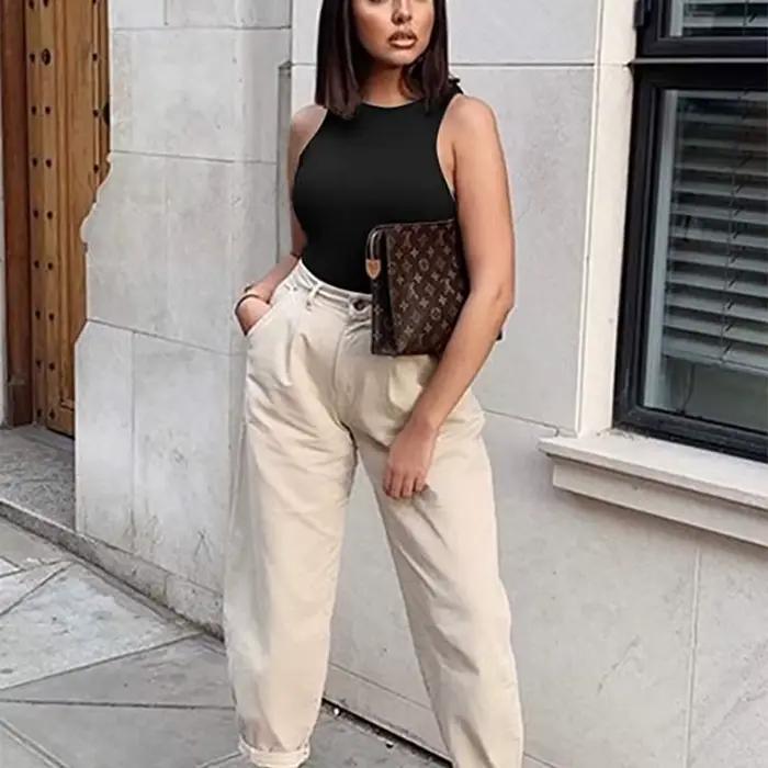 Pull Body sans manches pour femmes, Sexy, épaules dénudées, haut, Streetwear, noir, vêtements Catsuit, 2021